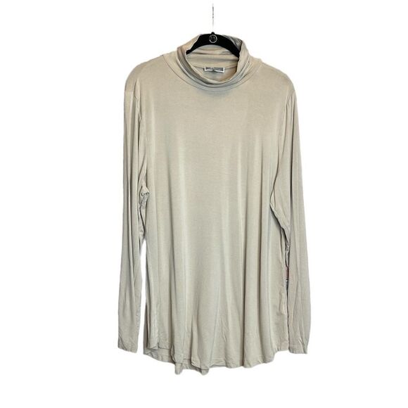 5 for $25🔥JM Collection Beige Long Sleeve Cowl Neck T-Shirt Large - Picture 1 of 6